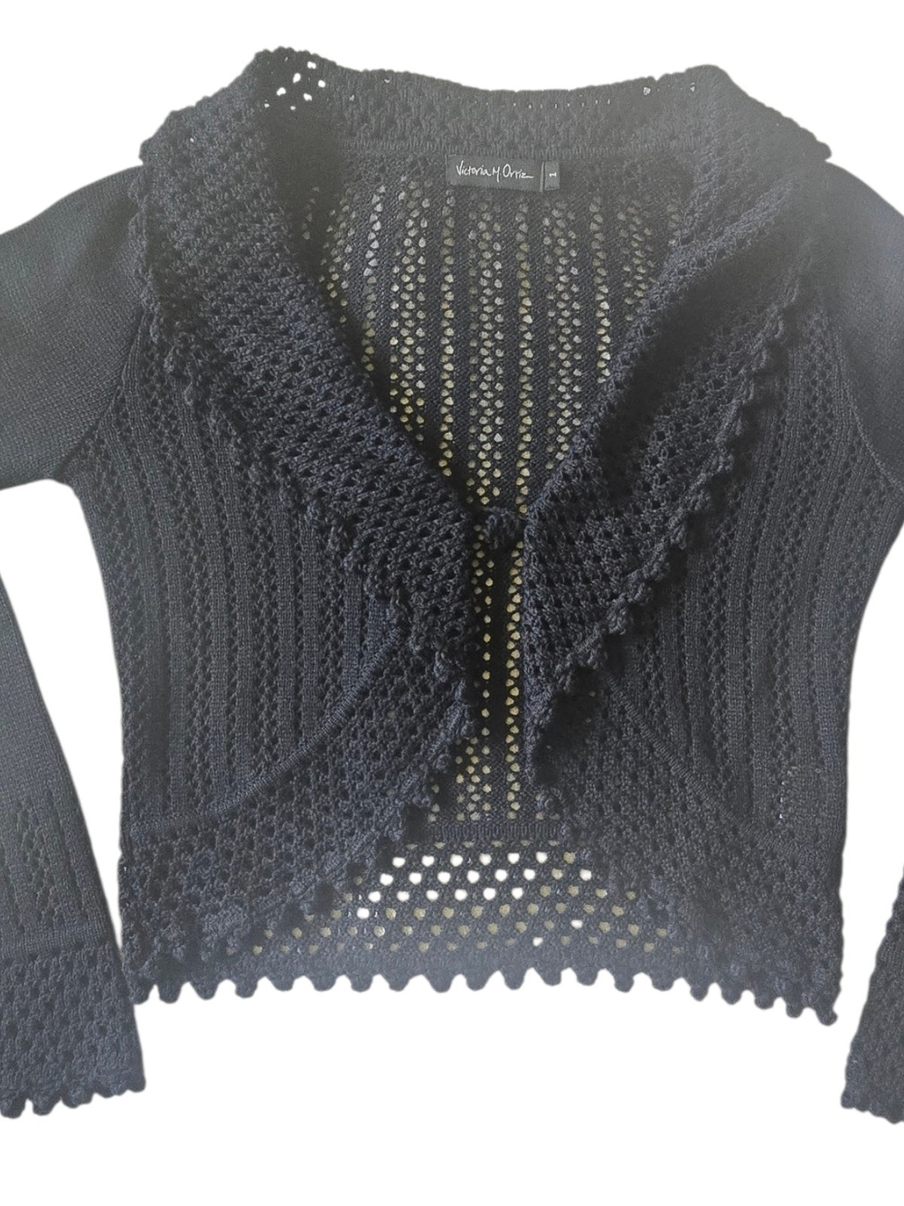 Black Crochet Knit Bolero Shrug